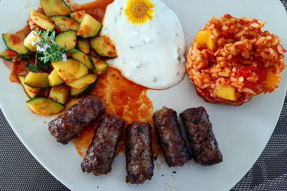 Cevapcici mit Reis