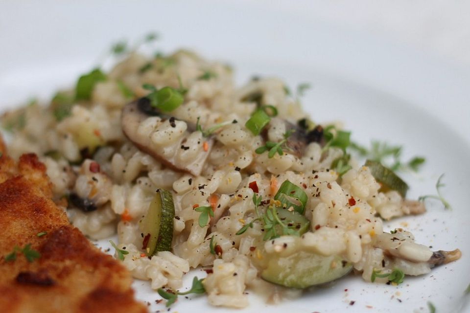 Zucchini Risotto mit Pilzen