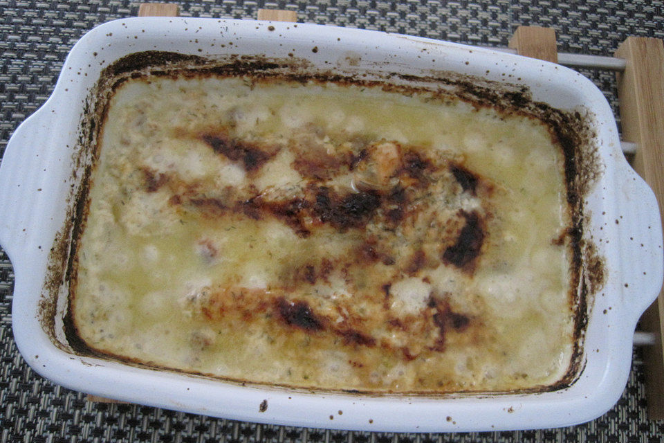 Lachsgratin mit Dillsahne