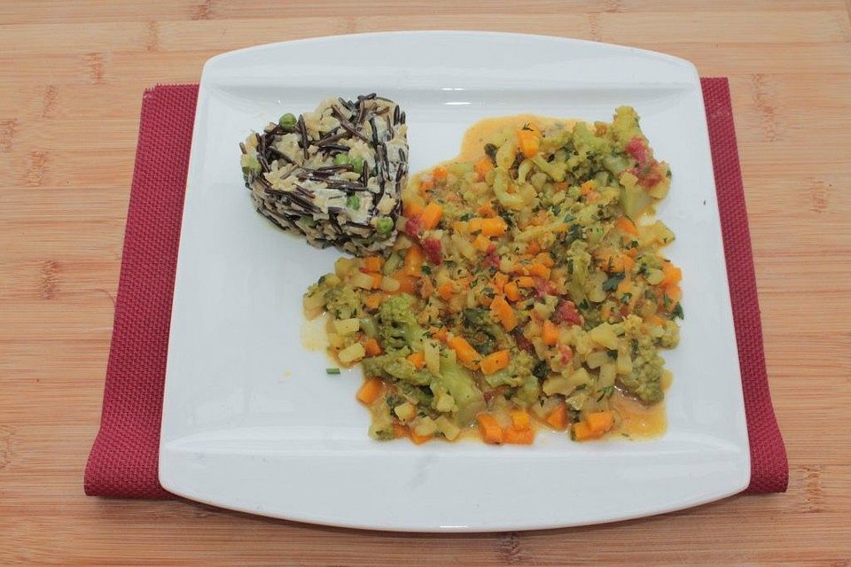 Curryreis mit Erbsen