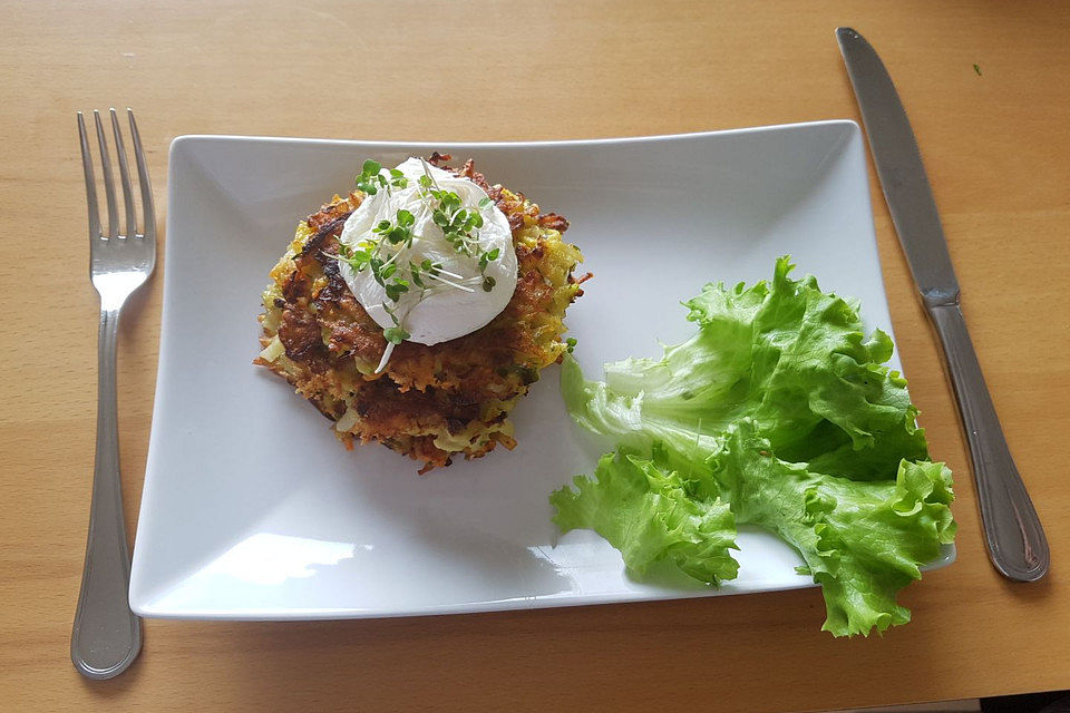 Rösti mit pochiertem Ei