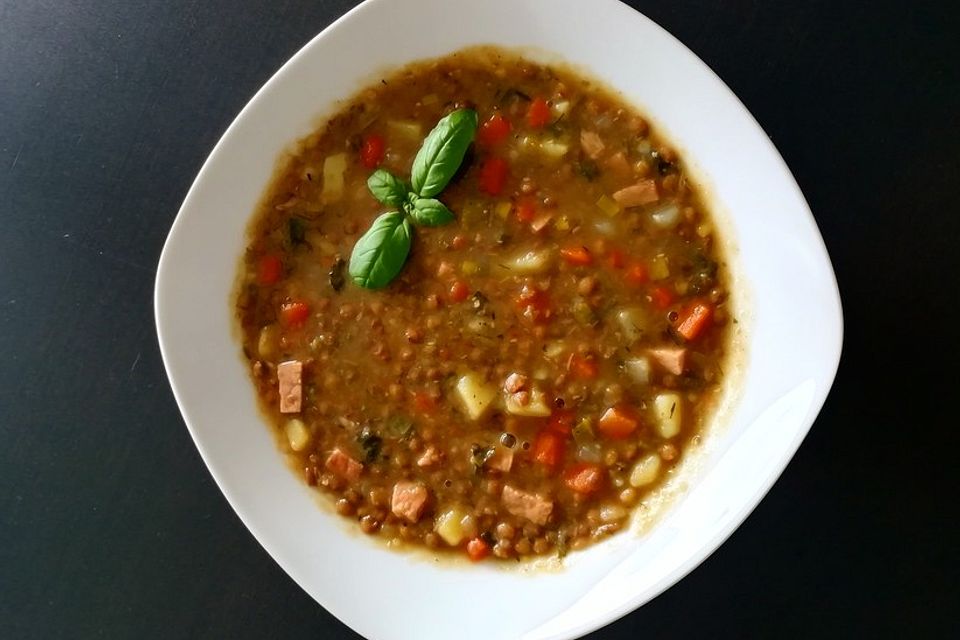 Linsensuppe mit Kasseler