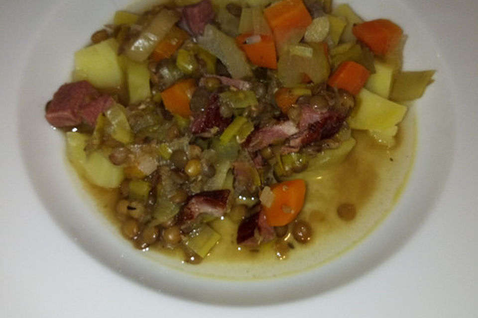 Linsensuppe mit Kasseler