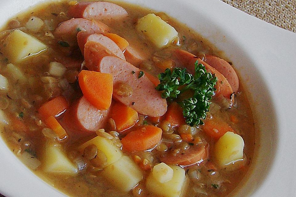 Linsensuppe mit Kasseler