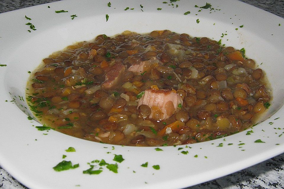 Linsensuppe mit Kasseler