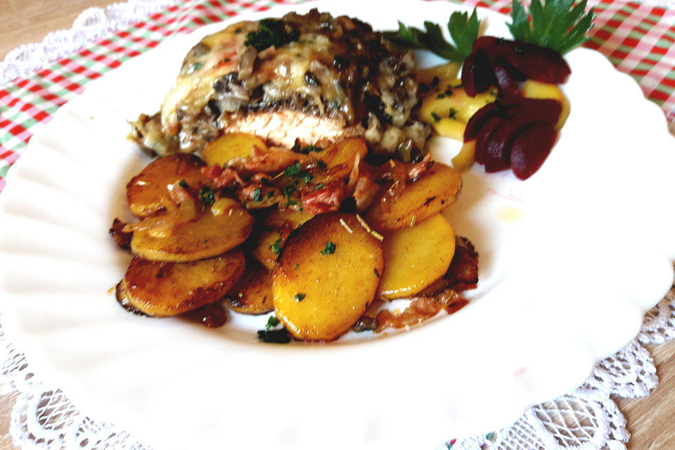 Wildlachs überbacken mit Champignons