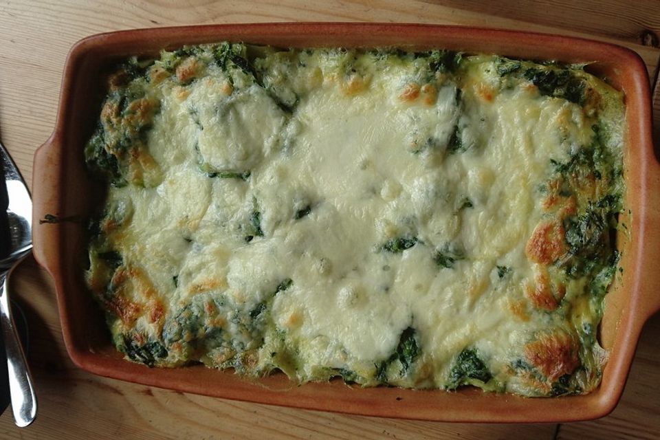 Spinatlasagne mit Mozzarella