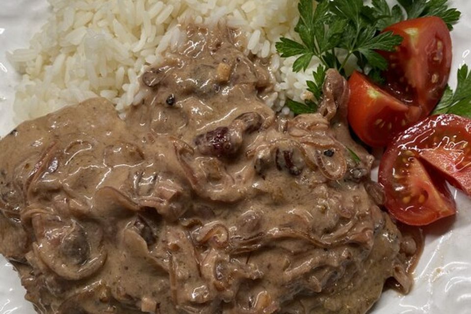 Schweinesteak in Senffruchtsauce