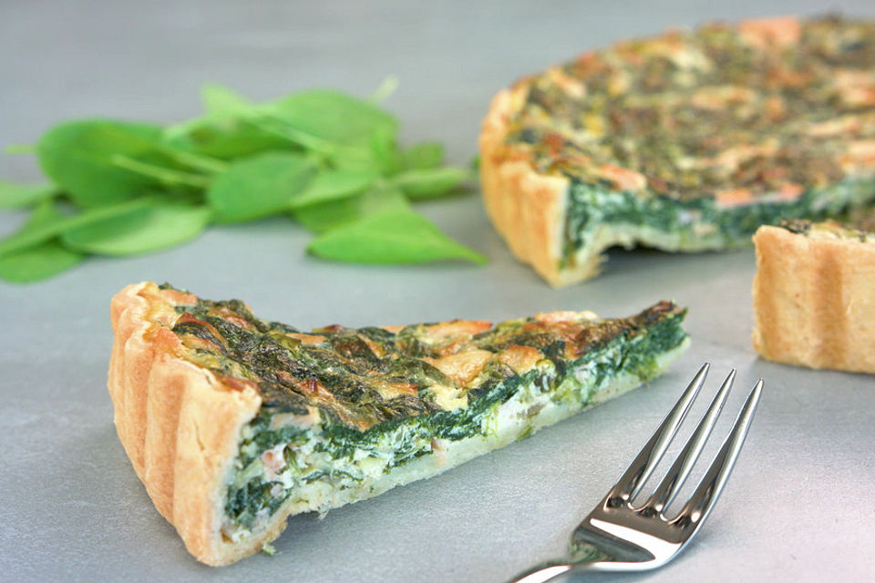 Spinat-Lauch-Lachs Quiche