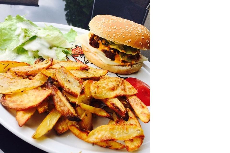 Falafel-Burger mit Ofenkartoffeln