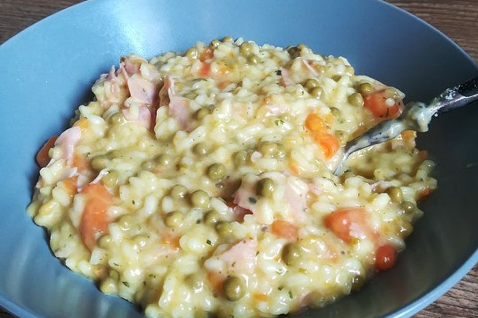 Erbsen-Möhren-Risotto