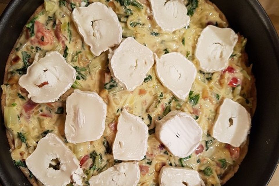 Stielmus-Quiche mit Ziegenkäse