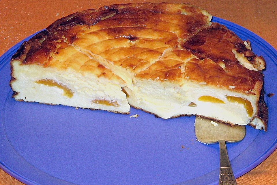 Aprikosenkäsekuchen ohne Boden