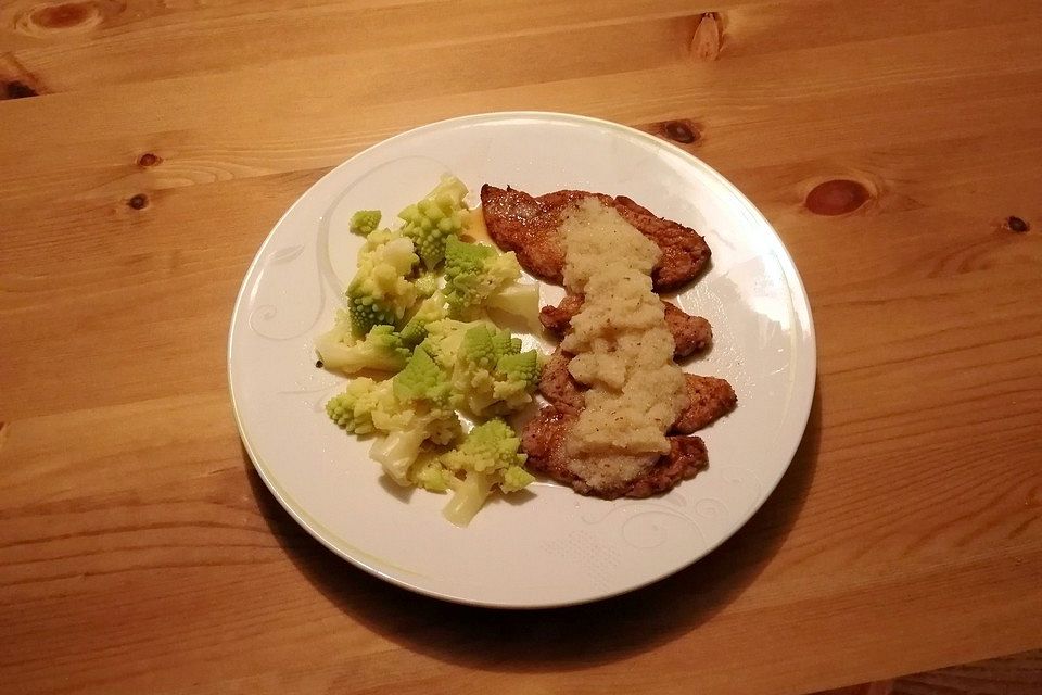 Kalbfleisch, Romanesco und Blumenkohlsauce