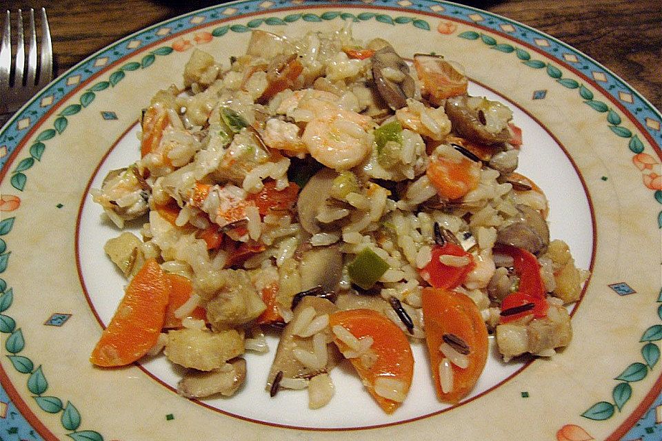 Fischpfanne mit Pilzen