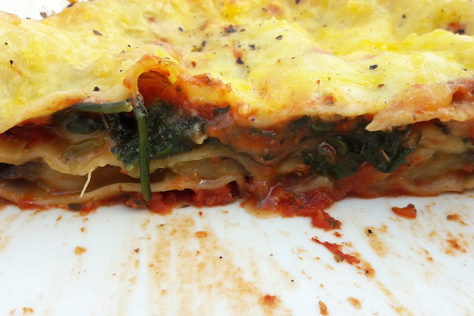 Vegane Spinat-Auberginen-Lasagne