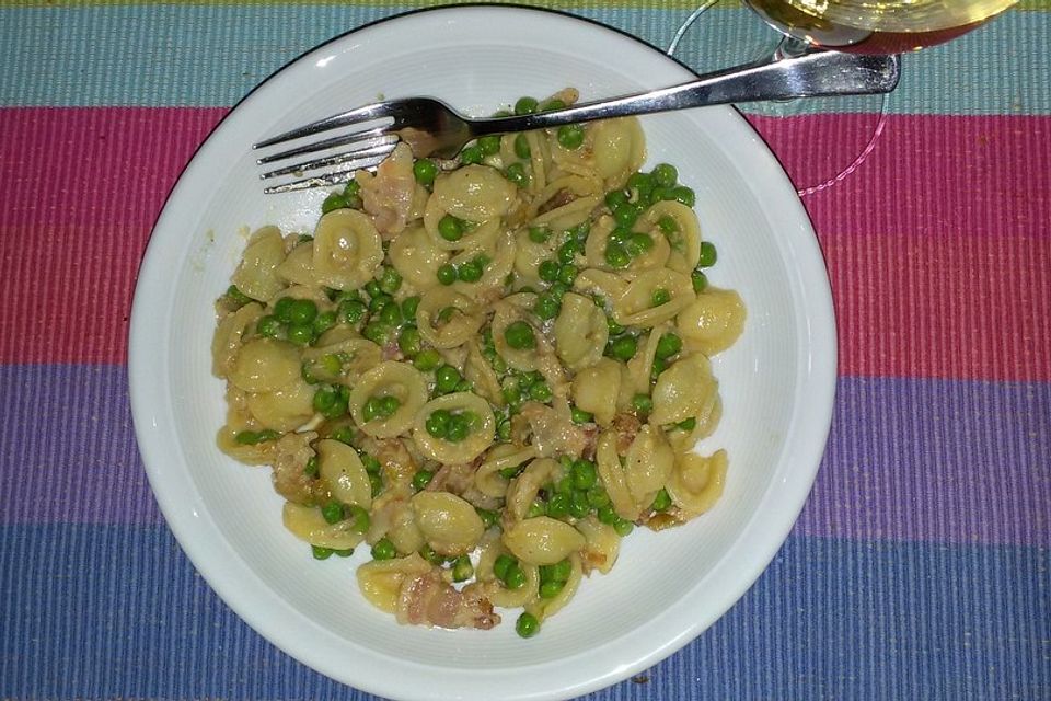 Orecchiette-Erbsen-Carbonara