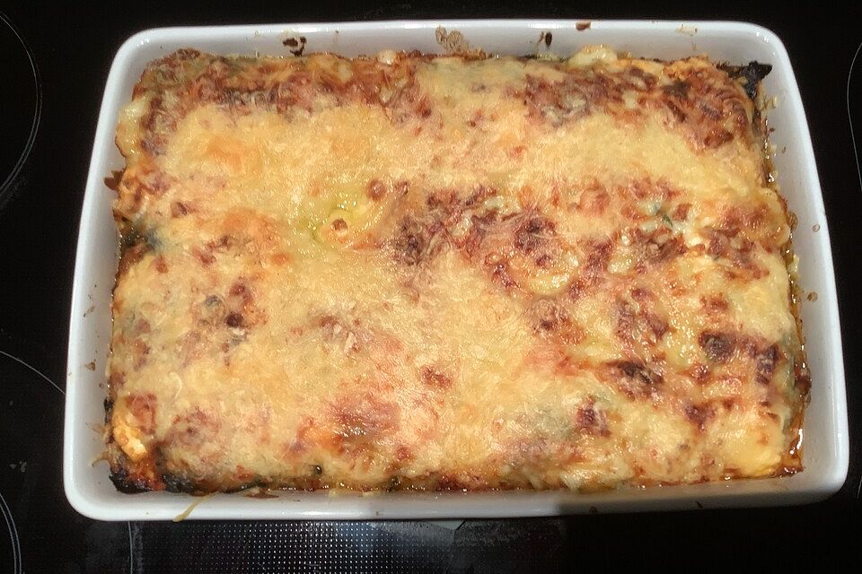 Spinatlasagne mit Feta