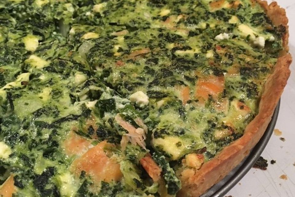 Spinat-Feta-Lachs Quiche