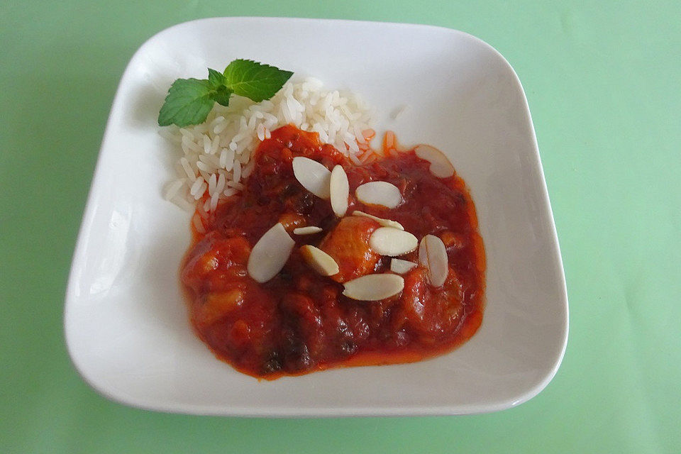 Afrikanische Tomatensoße mit Bananen