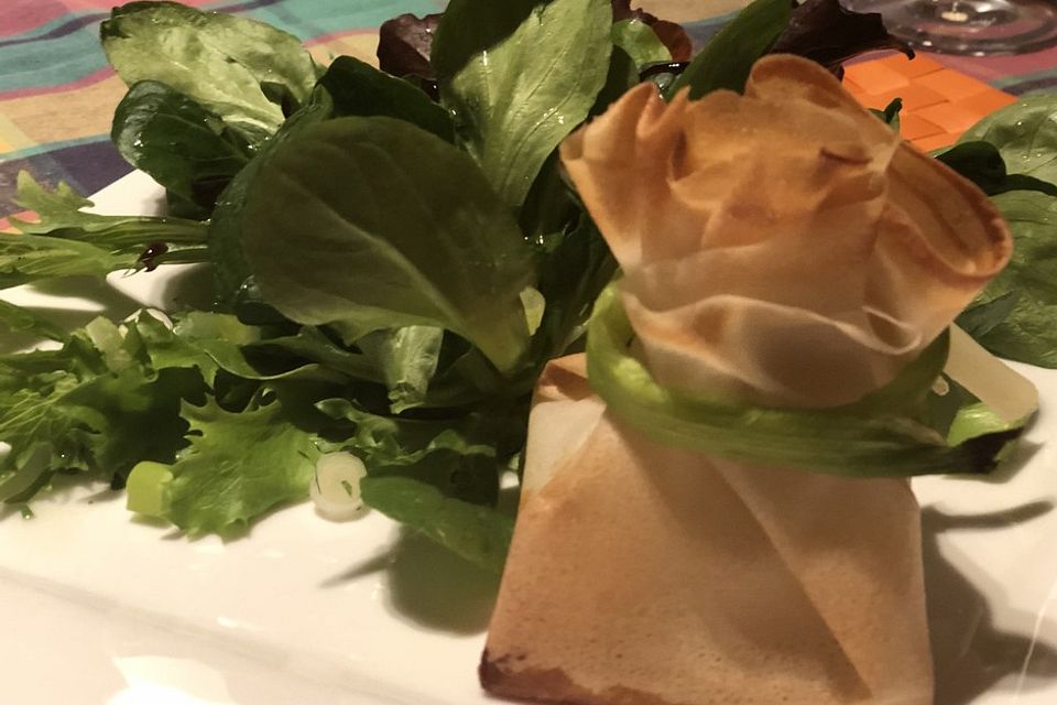 Ziegenkäse Wantan  mit Thymianhonig