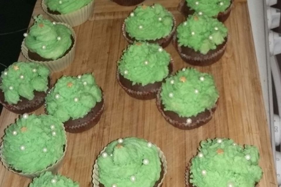 Weihnachtsbaum-Cupcakes