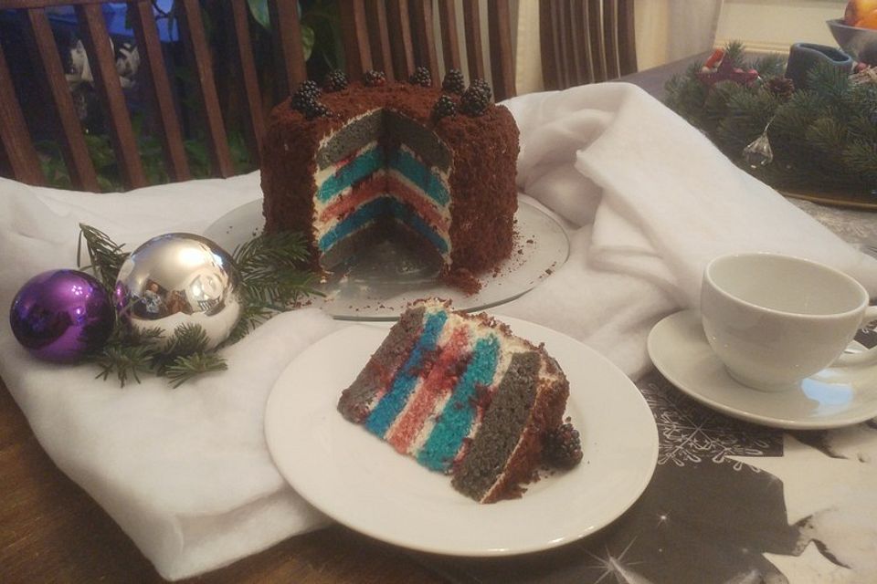 Bunte Blaubeertorte