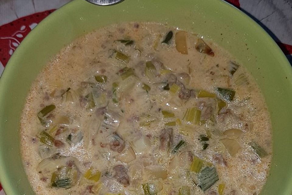 Porree - Hackfleisch - Suppe