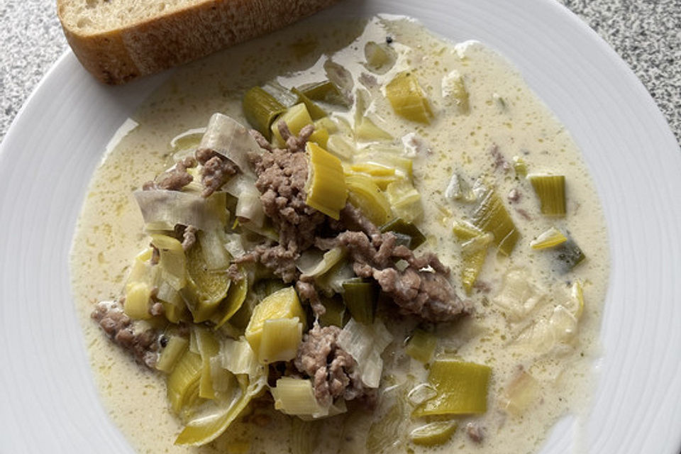 Porree - Hackfleisch - Suppe