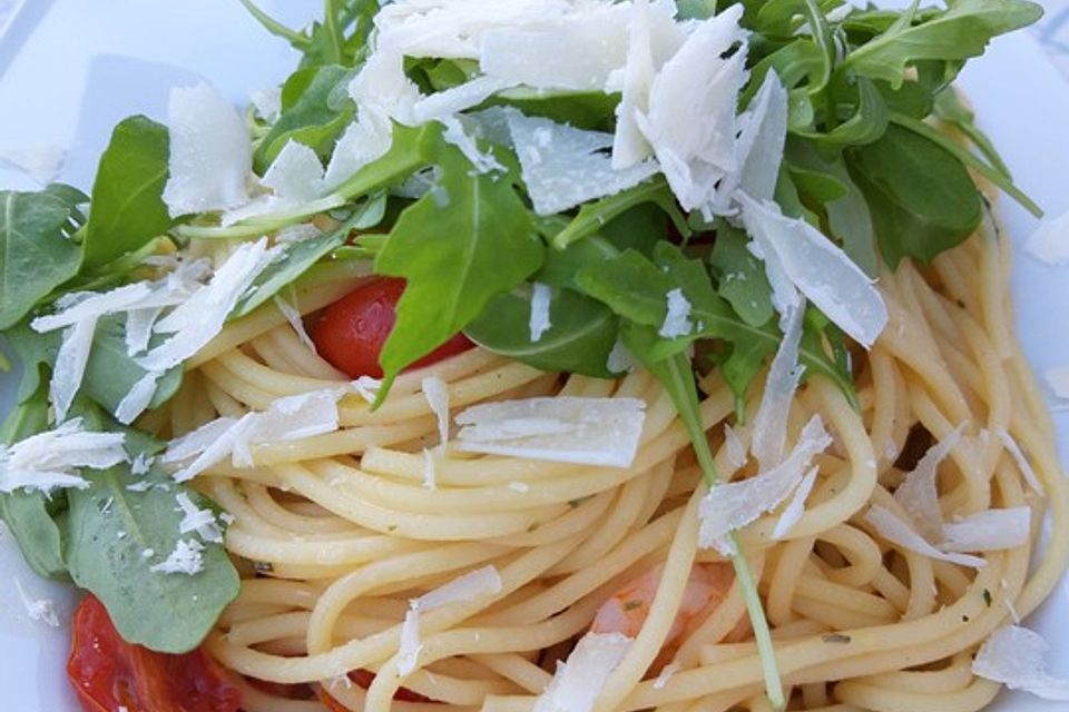 Knoblauch-Spaghetti mit Garnelen