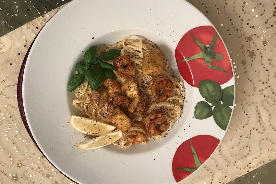 Zitronenspaghetti mit Fisch