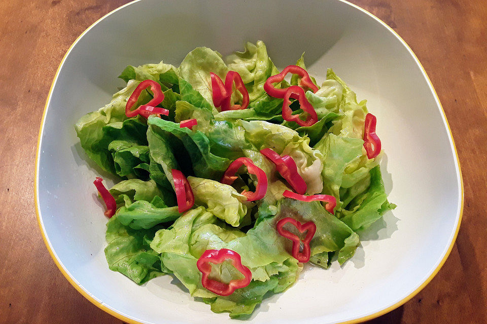 Kopfsalat mit roter Paprika