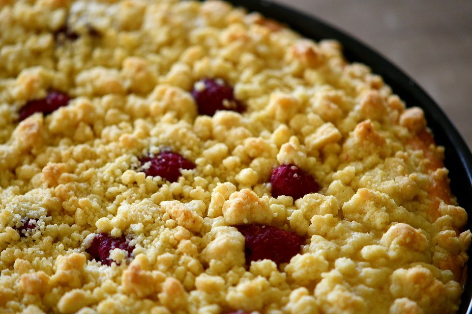 Himbeer-Streuselkuchen mit Pudding