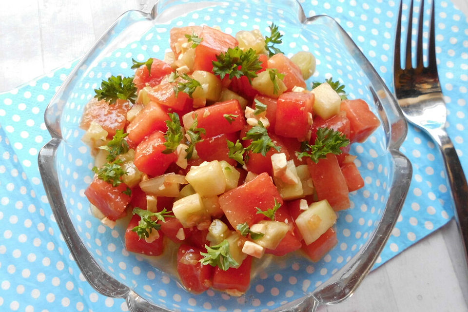 Wassermelonen-Gurken-Feta-Salat