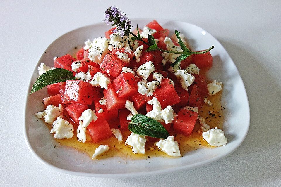 Melonensalat mit Fetakäse