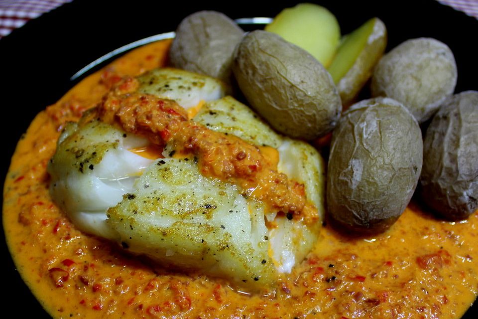 Fischfilet mit Chorizo-Paprikarahmsauce