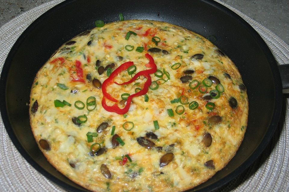 Paprika-Tortilla mit Kürbiskernen