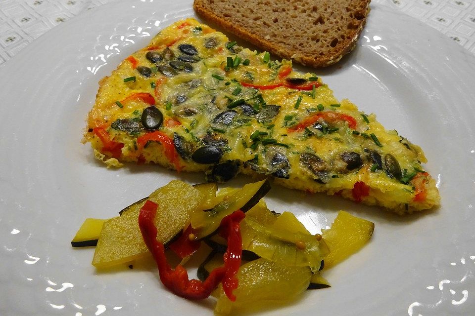 Paprika-Tortilla mit Kürbiskernen