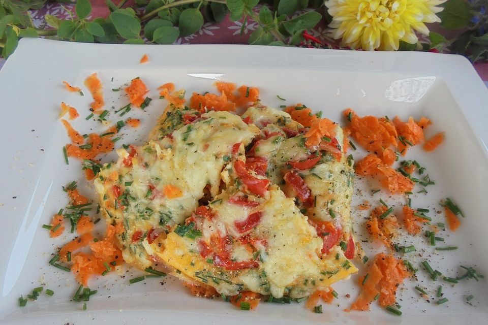 Paprika-Tortilla mit Kürbiskernen