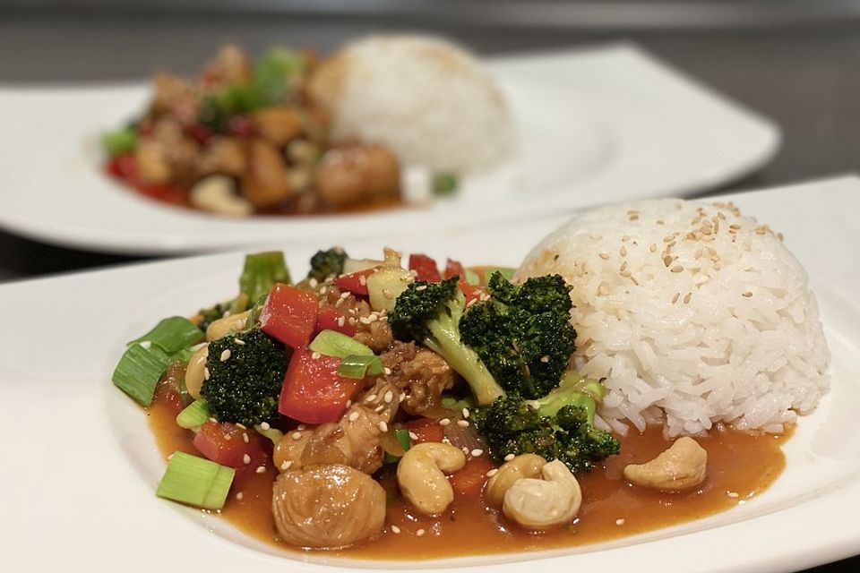 Cashew-Hähnchen in Honigsauce