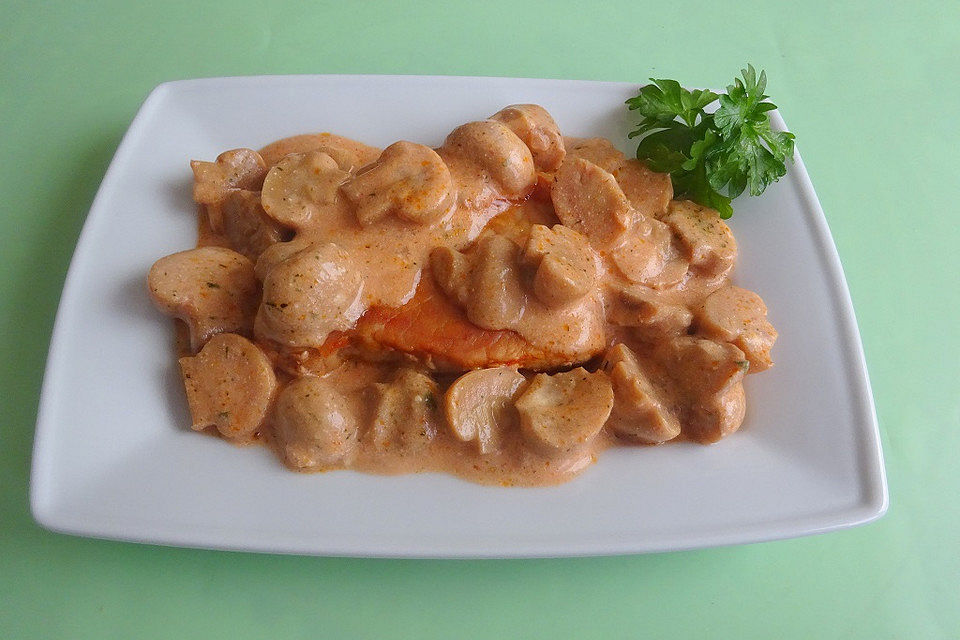 Schweinelachs mit Pilzen