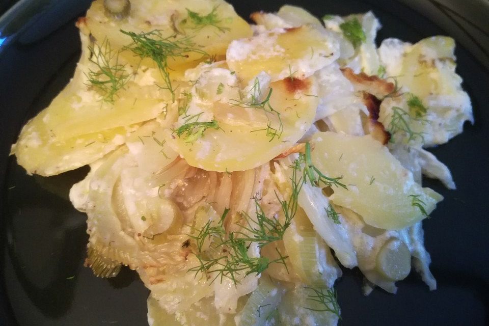 Kartoffelgratin mit Fenchel