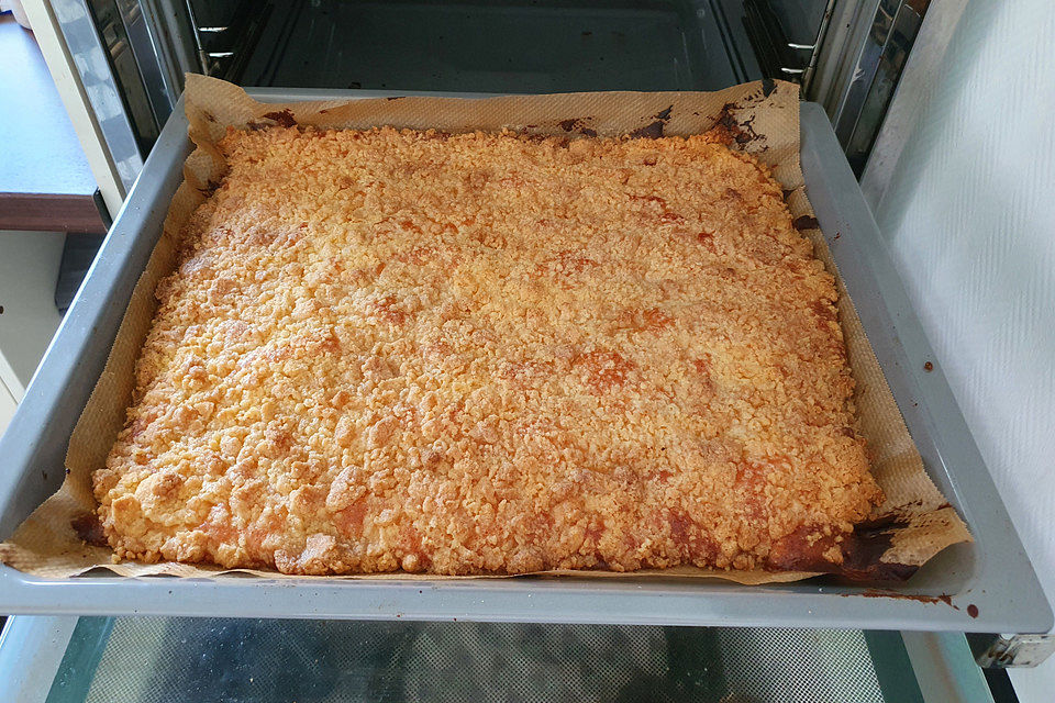 Streuselkuchen mit süßer Sahne