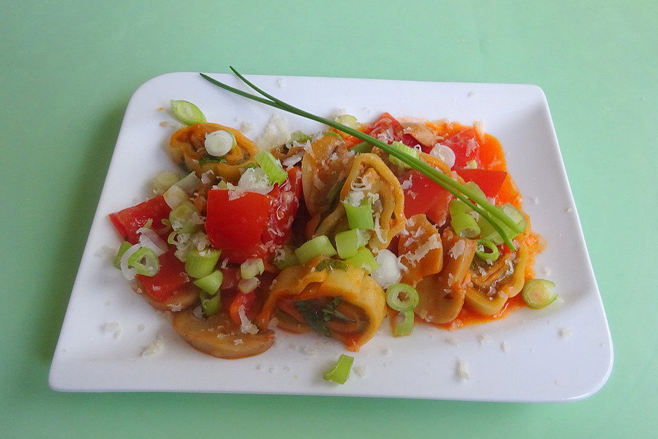 Maultaschen-Champignon-Tomaten-Pfanne