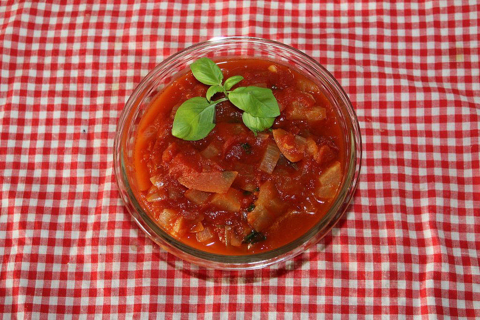 Tomaten-Honigmelonen-Sauce