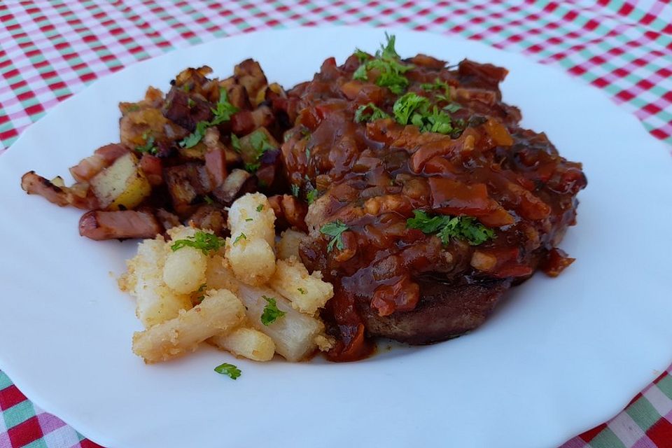 Biersauce mit Schweinesteak