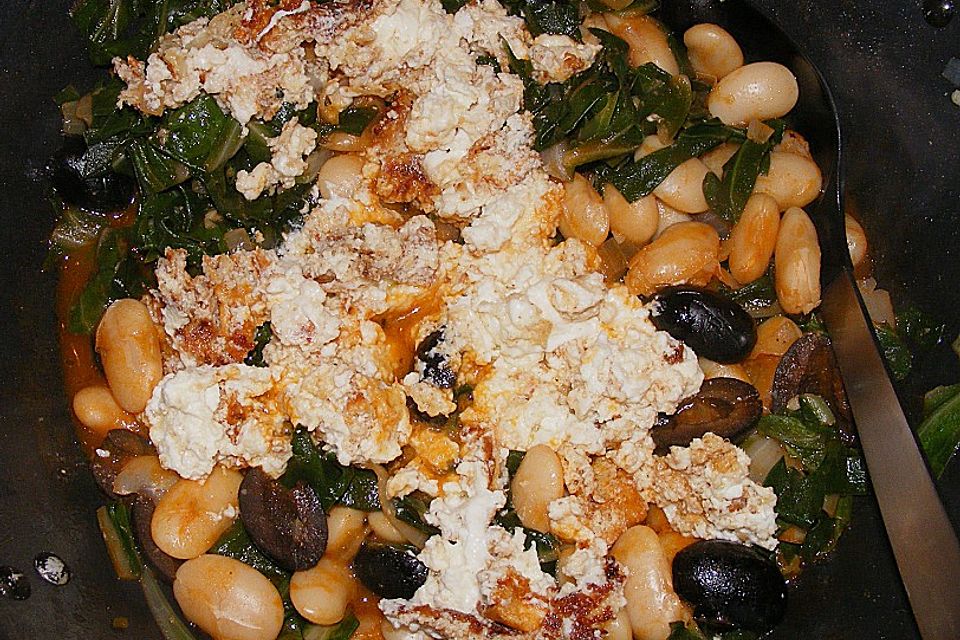 Bohnen-Mangold-Feta-Pfanne