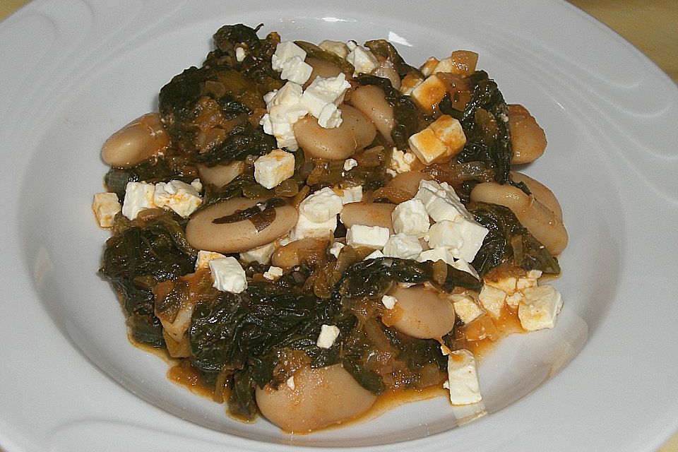 Bohnen-Mangold-Feta-Pfanne