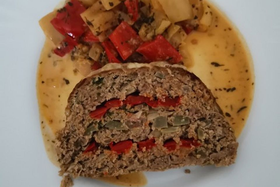 Paprika - Hackbraten mit Käsekruste