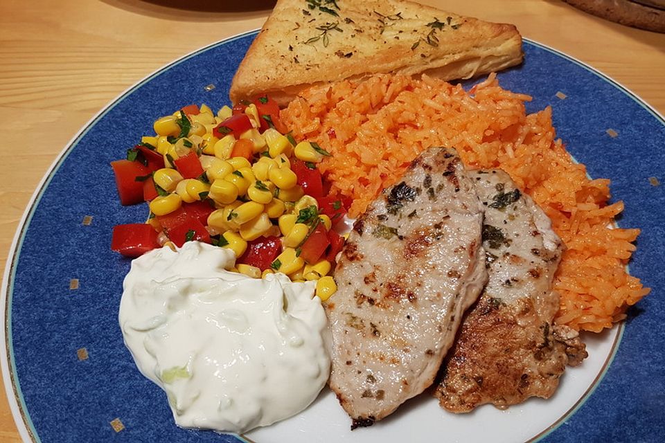 Souflaki mit Tomatensalat